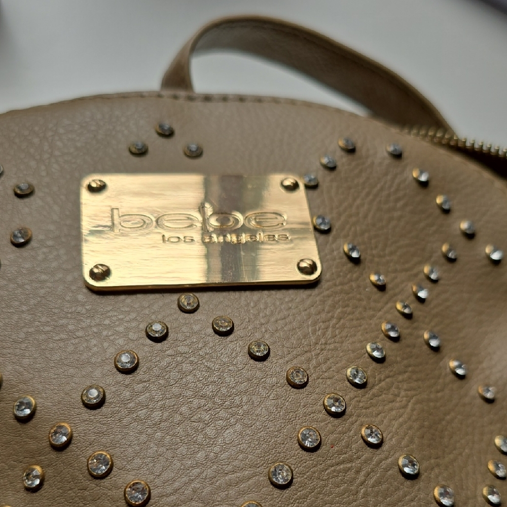 Bebe Tan Studded Backpack with Textured Finish